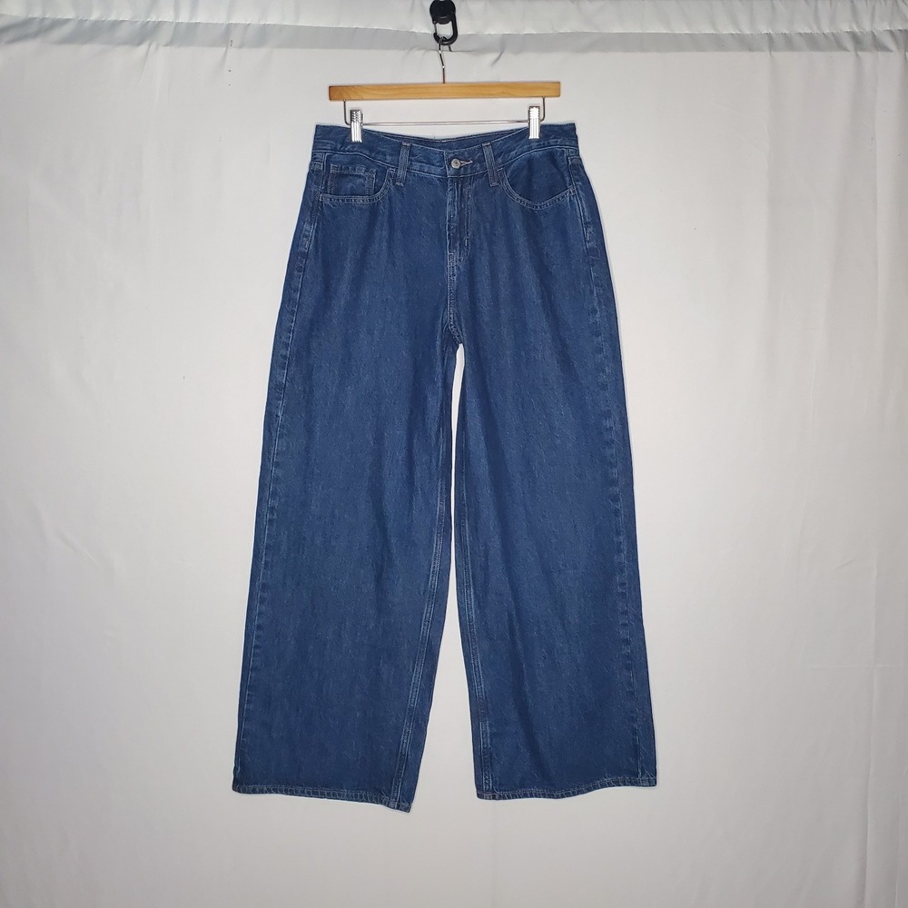 Old Navy Wow Wide Leg Jeans Womens 8 Midrise Blue Cotton Denim